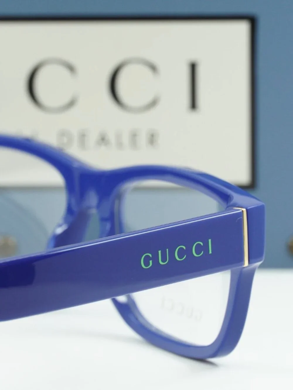 Gucci GG1141O 002 Rectangle Eyeglasses – Blue 56mm - Picture 8 of 10